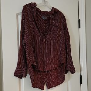 Anthropologie Burgundy Button Down Shirt